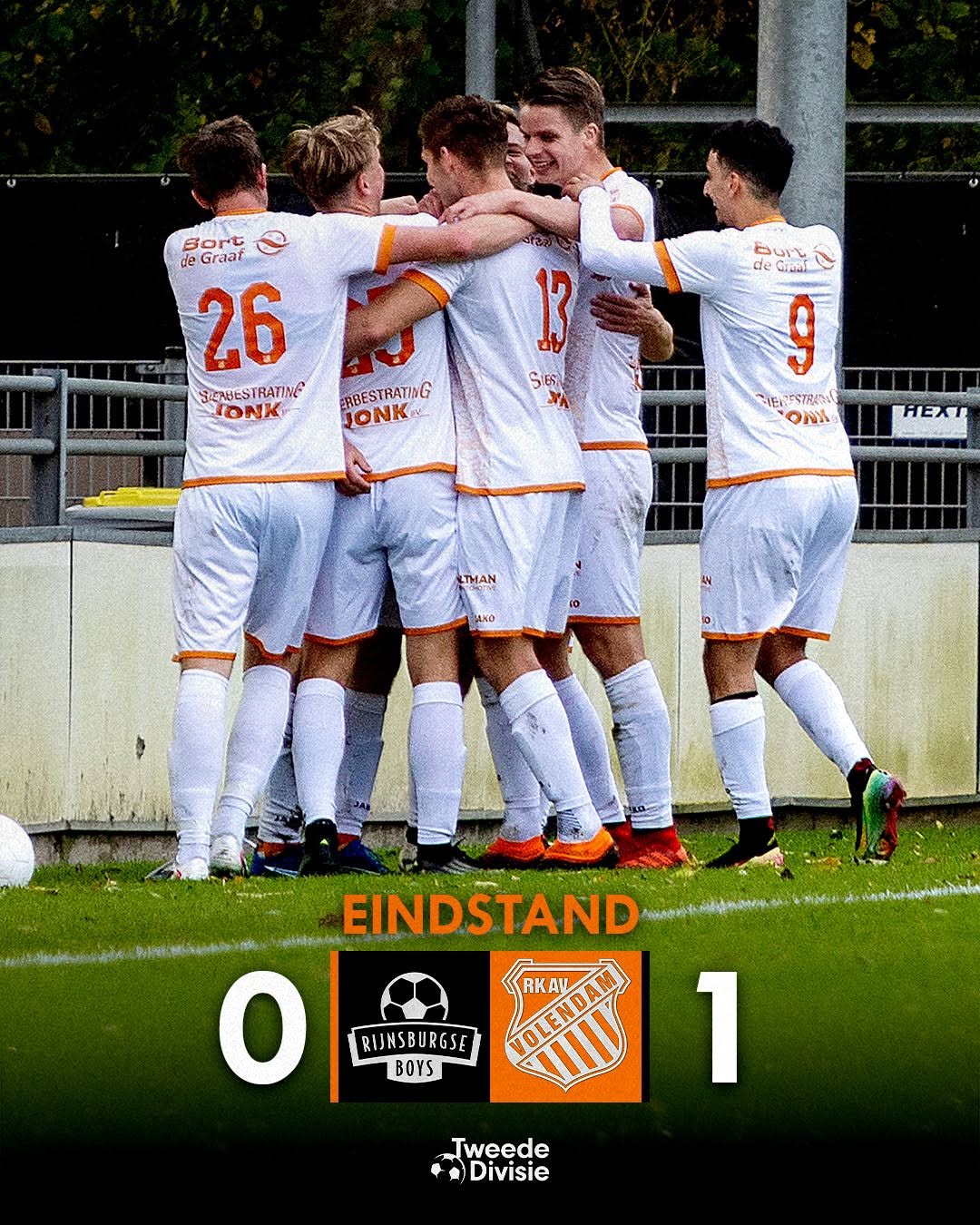 Schokker schiet RKAV Volendam naar zwaarbevochten zege op Rijnsburgse Boys